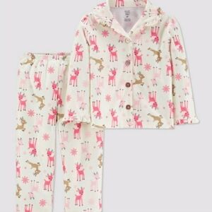 Carter's Festive Reindeer Pajama Set - Pink and Cream Size 12 Months